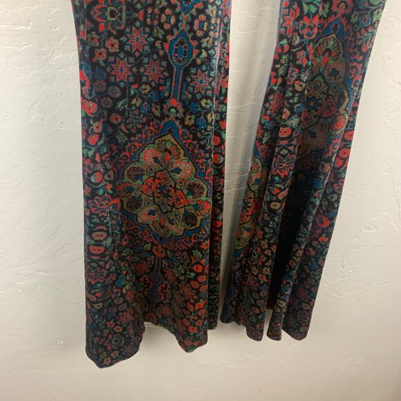 Judith March Arabian Nights Pants Medium Black Floral High Waist Flared Pull On - Picture 5 of 9